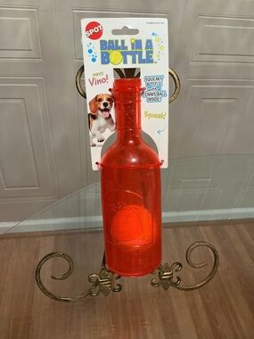 Spot Ball in a Bottle Rubber Squeaky Dog Chew Toy with Tennis Ball Inside10”